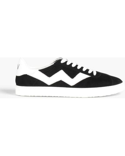 Stuart Weitzman Daryl Leather-trimmed Suede Trainers - Black