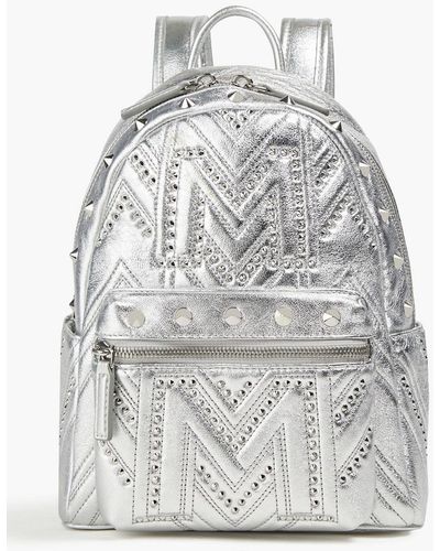 MCM Quilted Studded Leather Backpack - Grey