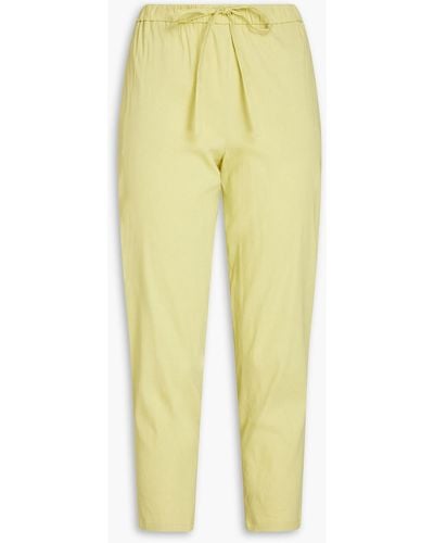 Theory Treeca Cropped Linen-blend Tapered Trousers - Yellow