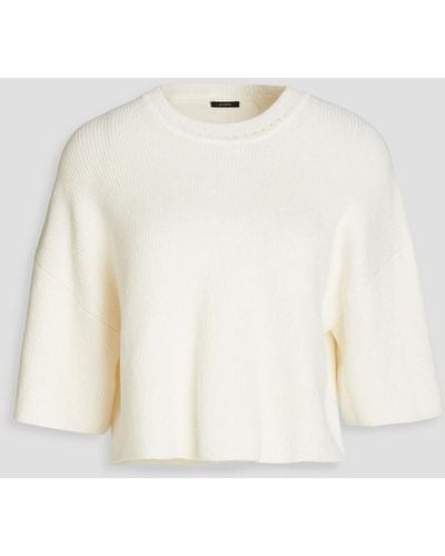 JOSEPH Cropped Ribbed Linen-blend Sweater - Natural