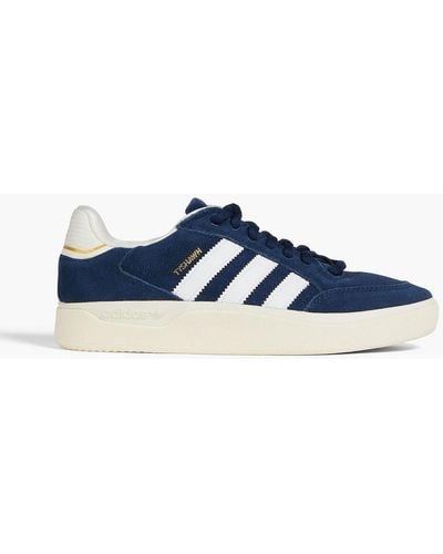 adidas Originals Tyshawn Low Leather-trimmed Suede Trainers - Blue