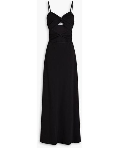 Anna Quan Cutout Twisted Ribbed Stretch-cotton Jersey Maxi Dress - Black