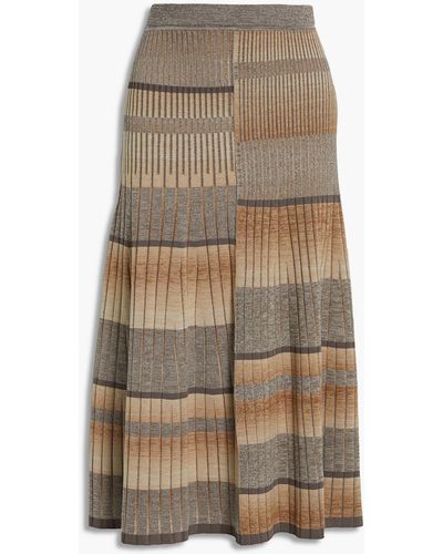 Jonathan Simkhai Louise Paneled Ribbed-knit Midi Skirt - Brown