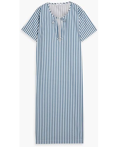 Onia Striped Cotton-poplin Midi Dress - Blue