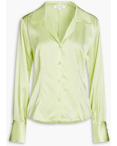 FRAME The Femme Stretch-silk Satin Shirt - Green