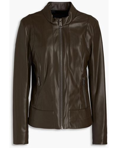 DKNY Laux Leather Jacket - Brown
