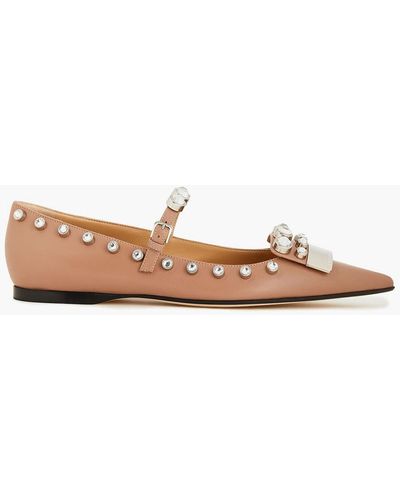 Sergio Rossi Sr1 Embellished Leather Point-toe Flats - Multicolor