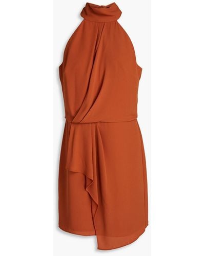 Halston Harlow Draped Crepe Mini Dress - Orange