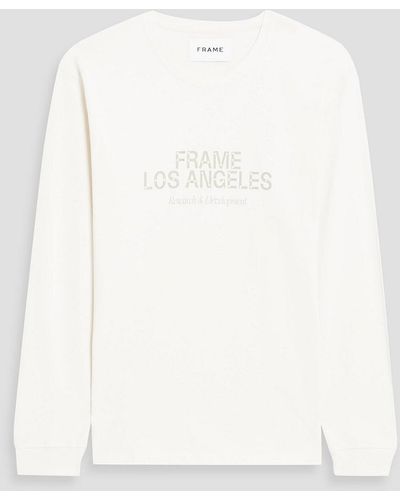 FRAME Printed Cotton-jersey T-shirt - White