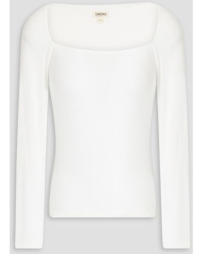 L'Agence Astrid Ribbed Stretch-micro Modal Jersey Top - White