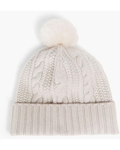 N.Peal Cashmere Cable-knit Cashmere Beanie - White