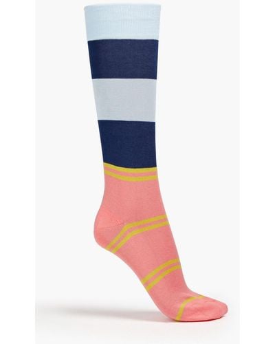 Marni Striped Cotton-blend Jacquard Socks - Blue