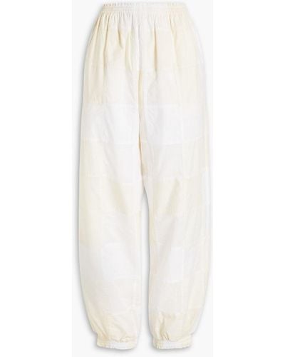 Tory Burch Patchwork-effect Gauze And Poplin Tapered Trousers - White