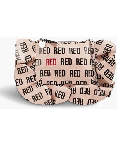 Red(V) Rock Ruffles Printed Leather Shoulder Bag - Pink