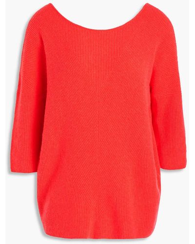 Maje Madone Ribbed Cashmere Sweater - Red