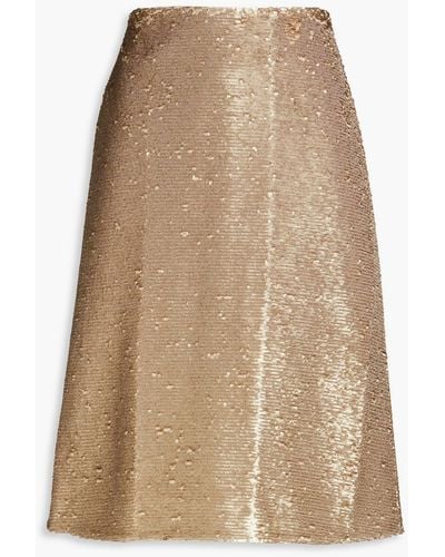 Emilia Wickstead Davina Sequined Crepe Midi Skirt - Natural