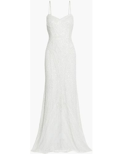 THEIA Embellished Tulle Bridal Gown - White