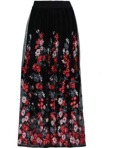 Maje Woman Jamie Embroidered Tulle Midi Skirt Black