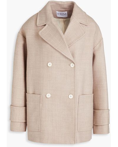 Claudie Pierlot Double-breasted Twill Coat - Natural