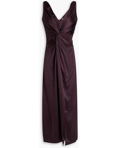 Nicholas Josephine Twist-front Cutout Silk-satin Crepe Midi Dress - Purple