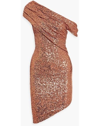 THEIA Arden One-shoulder Sequined Mesh Dress - Metallic