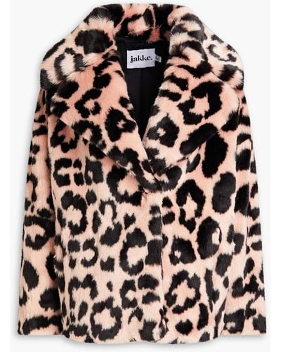 Jakke Rita Leopard-print Faux Fur Jacket - Black
