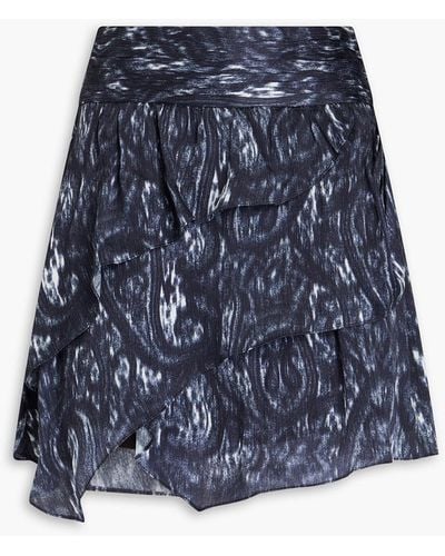 IRO Zully Crinkled Silk Crepe De Chine Mini Skirt - Blue