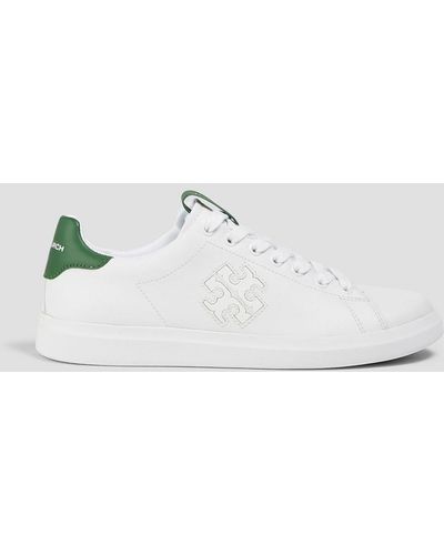 Tory Burch Double T Howell Perforated Leather Trainers - White