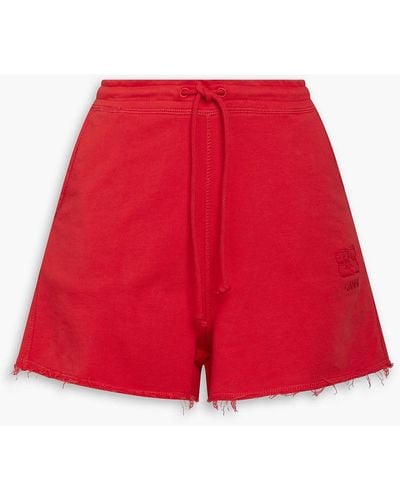 Ganni Appliquéd French Cotton-terry Shorts - Red