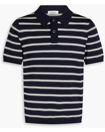 Sandro Striped Jersey Polo Shirt - Black