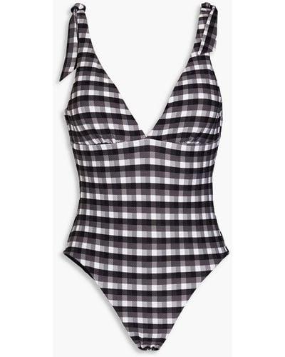 Seafolly Portofino Gingham Stretch-seersucker Swimsuit - Black