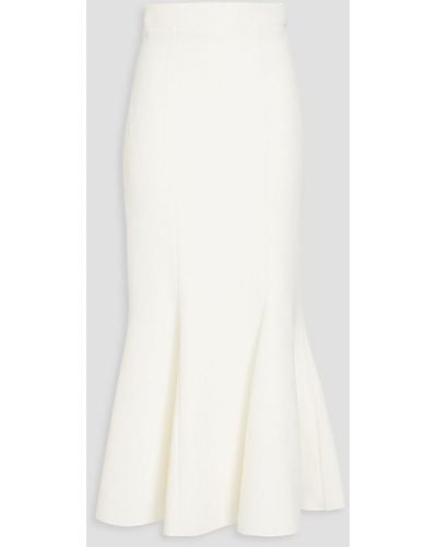 Safiyaa Fluted Crepe Midi Skirt - White