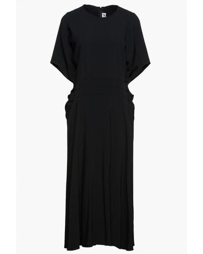 Victoria Beckham Pleated Stretch-crepe Midi Dress - Black
