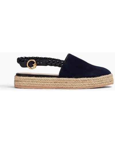 Gianvito Rossi Leather-paneled Suede Espadrilles - Blue