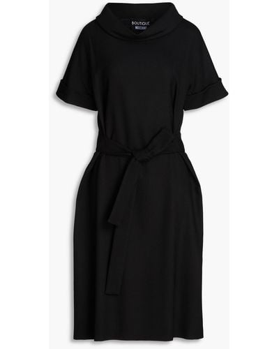 Boutique Moschino Belted Crepe Dress - Black