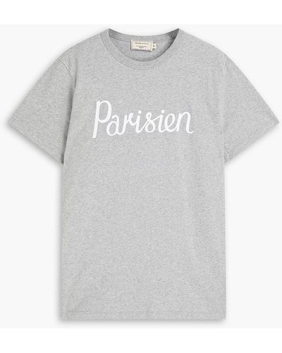 Maison Kitsuné Printed Cotton-jersey T-shirt - Gray
