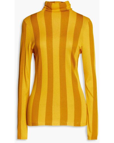Zimmermann Striped Intarsia-knit Turtleneck Top - Yellow