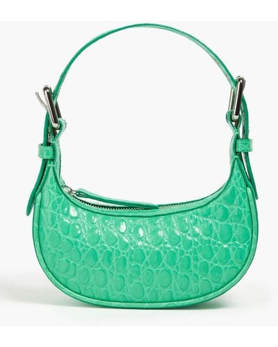 BY FAR Croc-effect Leather Shoulder Bag - Green