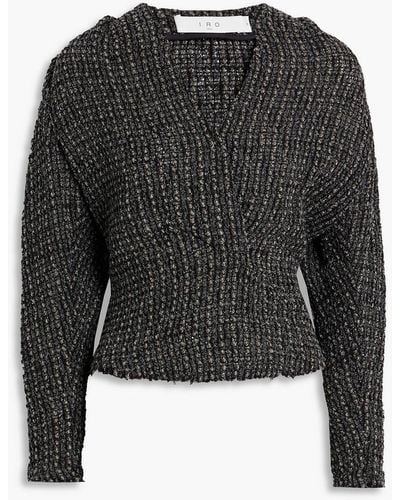 IRO Kent Pleated Metallic Bouclé-knit Top - Black