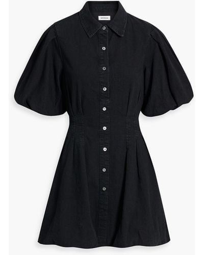Jonathan Simkhai Ciara hemdkleid in minilänge aus denim mit falten - Schwarz