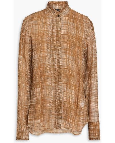 Rag & Bone Jordan Printed Silk-blend Crepon Shirt - Brown