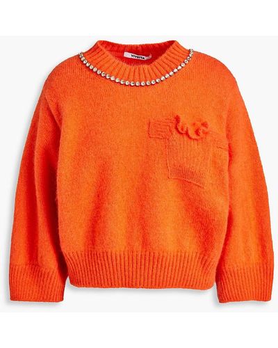 Vivetta Crystal-embellished Knitted Sweater - Orange