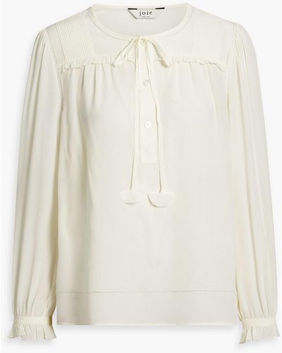 Joie Yerba bluse aus seiden-crêpe mit biesen - Weiß