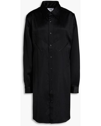 Y-3 Satin Shirt Dress - Black