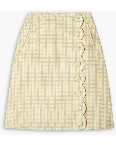 Lisa Marie Fernandez Scalloped Checked Cotton-blend Bouclé-jacquard Skirt - Natural