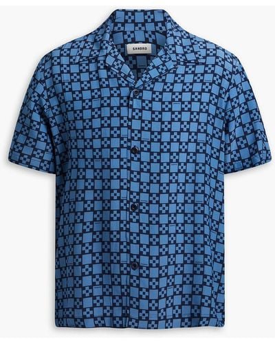 Sandro Printed Woven Shirt - Blue