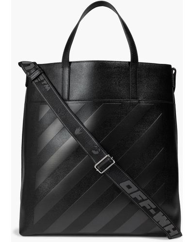 Off-White c/o Virgil Abloh Striped Textured-leather Tote - Black
