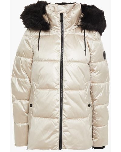 DKNY Faux Fur-trimmed Quilted Shell Hooded Jacket - Multicolour