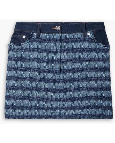 Veronica Beard Trufino Cotton-blend Tweed And Denim Mini Skirt - Blue