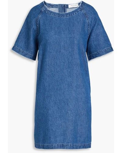 Rag & Bone Justine minikleid aus denim mit fransen - Blau